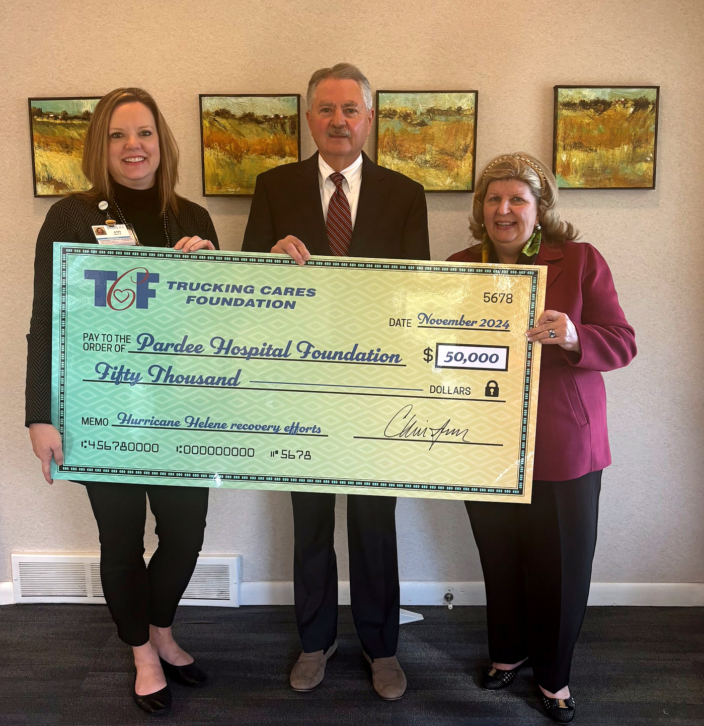 Trucking Cares Present Check to PHF